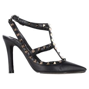 Valentino Garavani Rockstud 100 Caged Pumps in Black Calfskin Leather